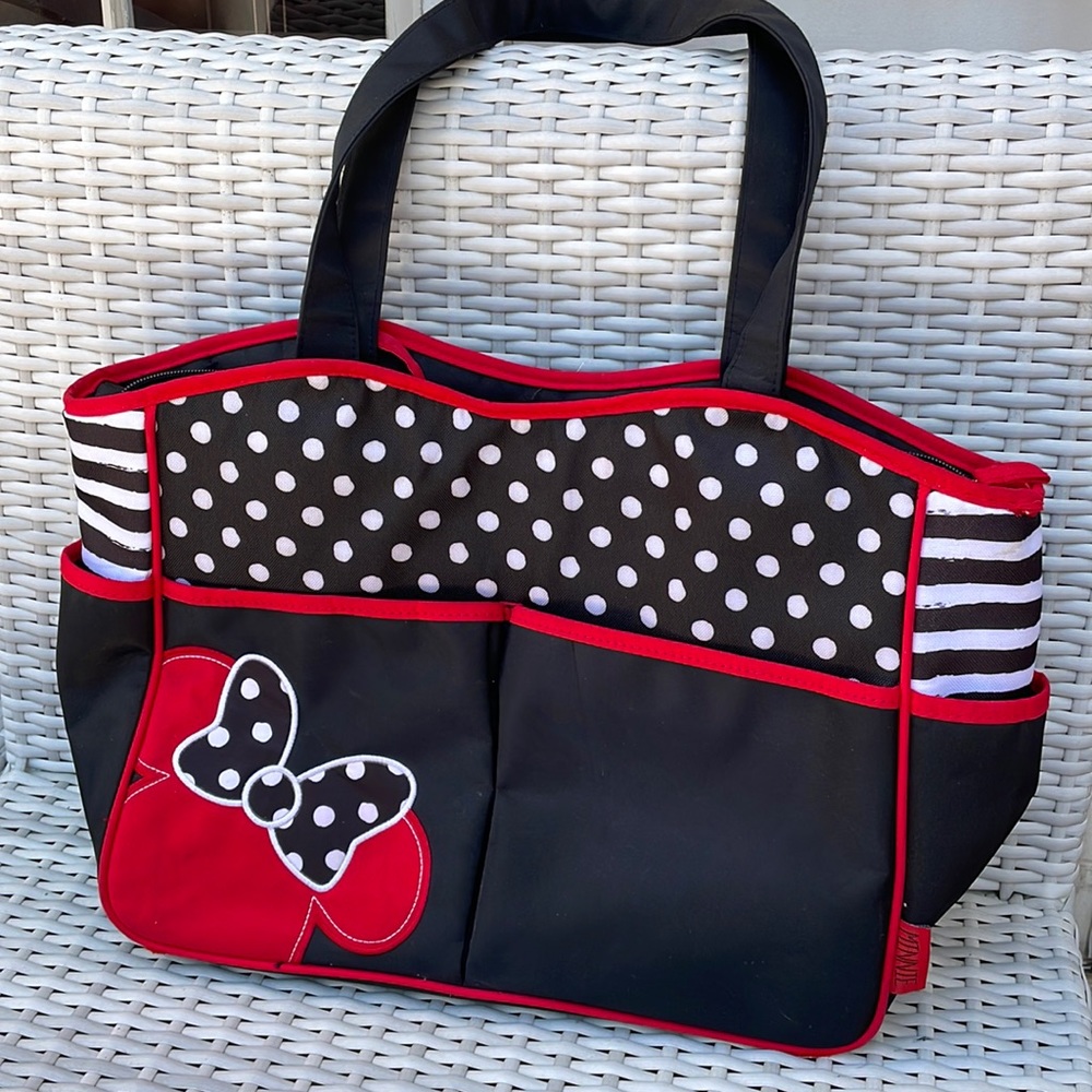 Disney Minnie Mouse Diaper Bag- Red, White & Black